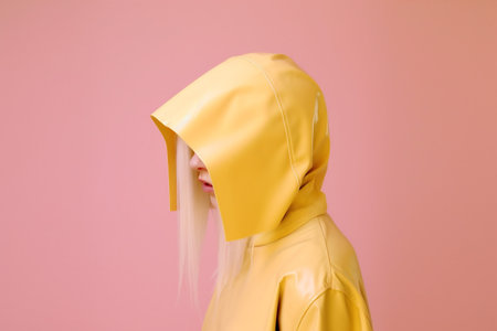 colourful woman person portrait art creative latex fashion beauty hat glasses. Generative AI.の素材