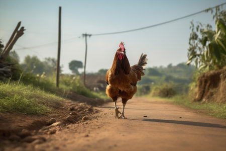 Farming poultry pasture animal bird food fowl chickens agriculture hen outdoors nature roosterの素材