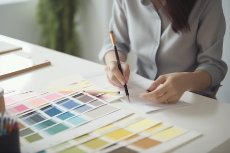 color project palette design interior sample selection designer choose swatch choice. Generative AI.の素材