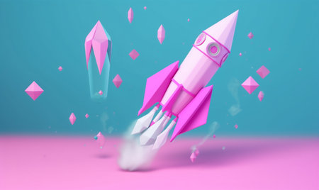 start bitcoin rocket technology business startup spaceship finance space launch. Generative AI.の素材