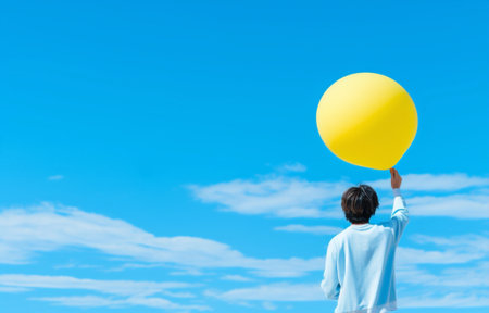 Clouds sky concept climate blue nature white space summer air fly balloonの素材