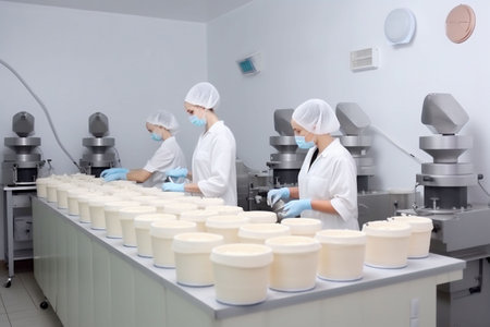 production equipment line factory machine industrial technology industry beauty cosmetic. Generative AI.の素材