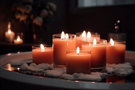 room candlelight care spa relaxation wellness candle bath relax light. Generative AI.の素材