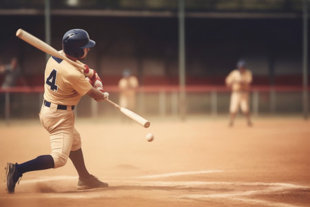 man bat game field sport team baseball ball league player athlete. Generative AI.の素材