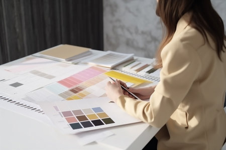 sample choice selection color design swatch interior palette project designer working. Generative AI.の素材