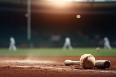 man team field player baseball athlete pitch game ball bat sport. Generative AI.の素材