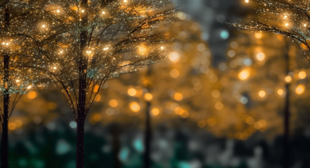 winter holiday bokeh xmas decoration christmas blur celebration background tree light. Generative AI.の素材