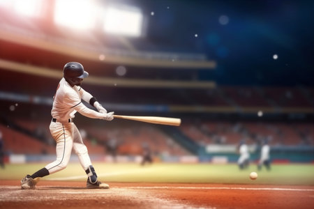 recreation man player athlete sport field ball team baseball game bat. Generative AI.の素材