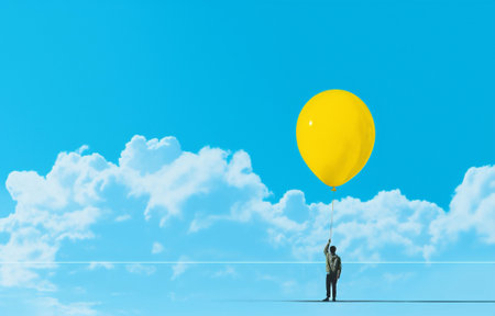 Fly clouds white nature climate summer air blue space balloon skyの素材