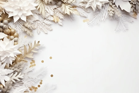 winter celebration decoration green berry red holiday tree christmas tree branch. Generative AI.の素材