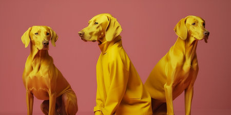 funny dog animal stylish colourful latex fashion art pet concept. Generative AI.の素材