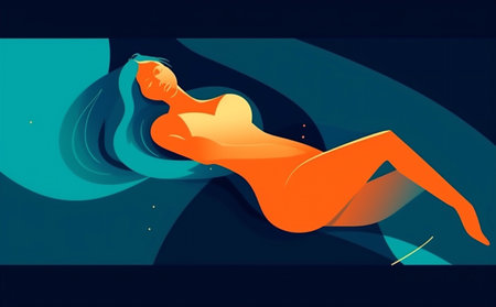 woman design poster minimal contemporary portrait abstract modern graphic art print. Generative AI.の素材