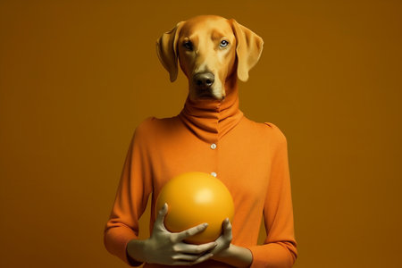 dog fashion latex animal colourful art funny pet stylish concept. Generative AI.の素材
