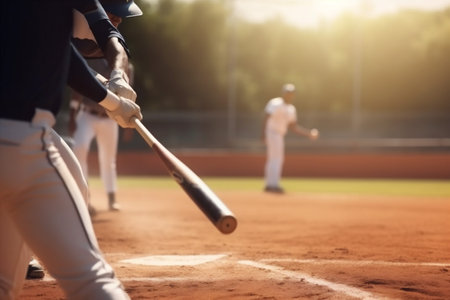 man player team baseball athlete pitcher bat field ball game sport. Generative AI.の素材