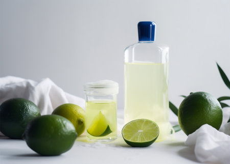 treatment body bottle spa oil lemon natural lime skincare organic. Generative AI.の素材