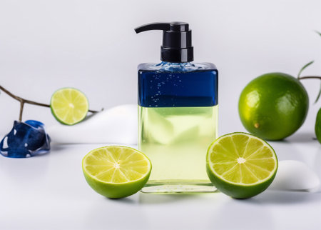 lemon natural lime organic bottle spa skincare body treatment oil. Generative AI.の素材