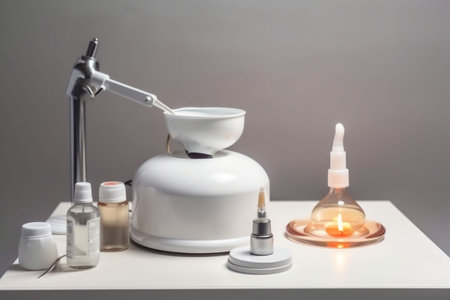 cosmetic chemistry care product cream bottle research laboratory medicine beauty. Generative AI.の素材