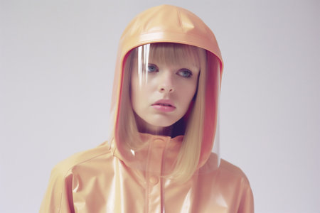 portrait woman colourful art hat latex inspiration glasses creative beauty fashion. Generative AI.の素材