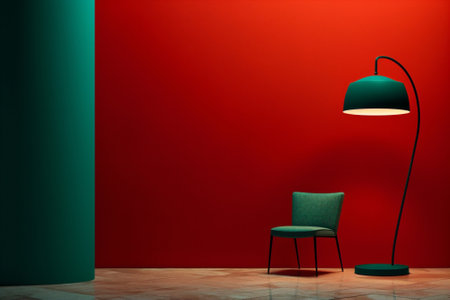 Minimal interior red wall modern designの素材