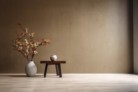 texture design contemporary copy interior decor vase home table space wall plaster. Generative AI.の素材