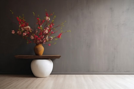 style wall table space plaster decor home contemporary vase interior design copy. Generative AI.の素材