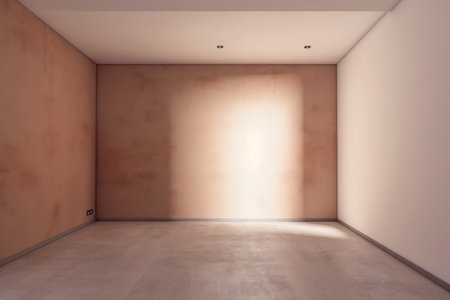 light minimal beige texture plaster blank design wall window room. Generative AI.の素材