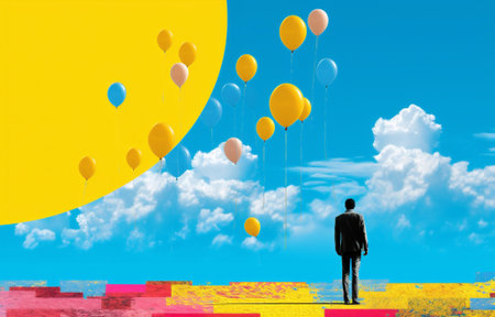 Climate nature clouds fly balloon sky white blue space air summerの素材