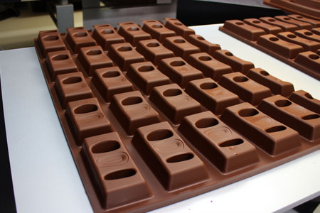 dessert candy factory food manufacturing industry chocolate sweet industrial production. Generative AI.の素材