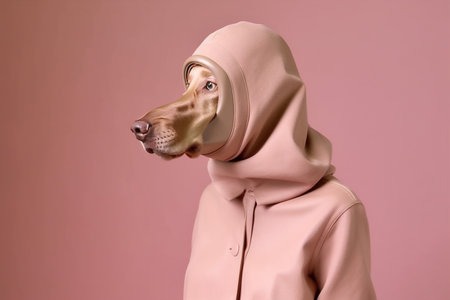 funny dog stylish colourful concept latex animal fashion art pet. Generative AI.の素材