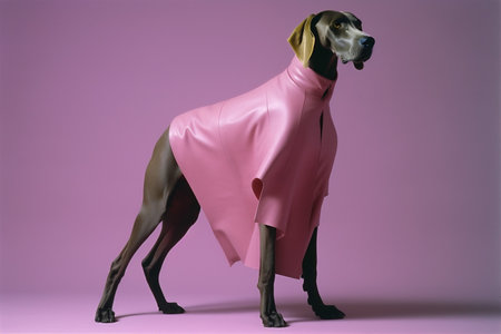 stylish dog latex fashion pet art concept colourful funny animal. Generative AI.の素材
