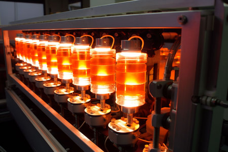 industrial electronic technology equipment production light lamp electricity bright led. Generative AI.の素材