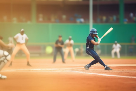 game man stadium player field sport baseball bat athlete ball team. Generative AI.の素材