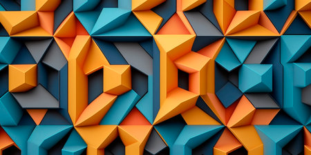 Abstract sealed 3D background with three-dimensional figures, bright colors, multicolor image. Generative AIの素材