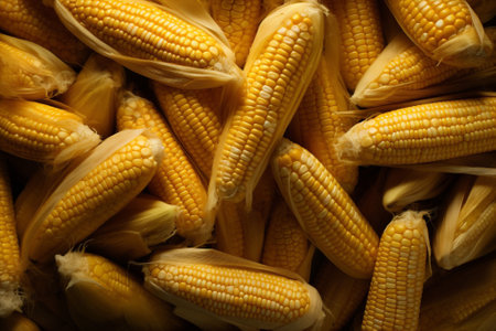 Sweet healthy food closeup ripe yellow corn ingredient vegetable farming nutrition organicの素材