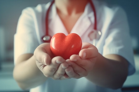 care medicine hospital hand doctor person health concept cardiology heart. Generative AI.の素材