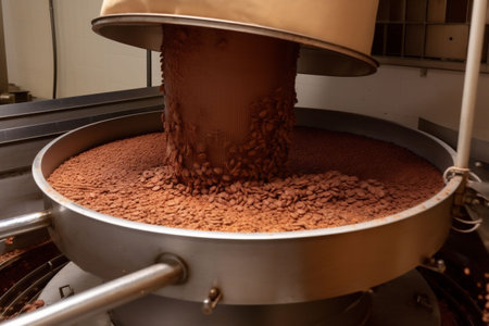 production food dessert factory industrial candy chocolate industry sweet manufacturing. Generative AI.の素材