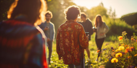 Woman walk vacation trip backpack freedom hikerの素材