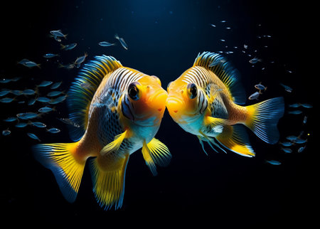 Goldfish fish tropical water aquarium red aquatic tank animal nature swim underwaterの素材