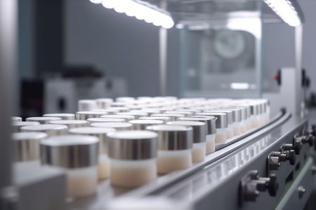 cosmetic bottle jar laboratory cream beauty care research medicine product. Generative AI.の素材