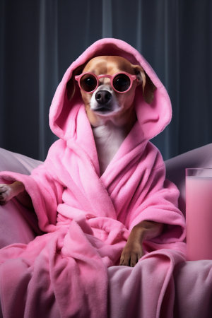 Dog funny towel pet puppy cute shampoo shower care clean grooming animalの素材