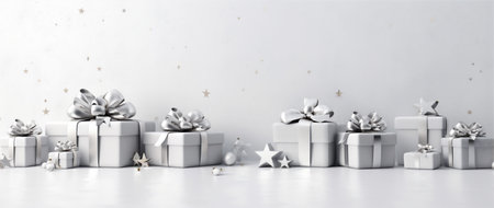 gold decoration white present holiday surprise happy box gift christmas. Generative AI.の素材