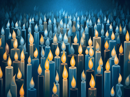 christmas candlelight celebration holiday ceremony candle burning light flame dark. Generative AI.の素材
