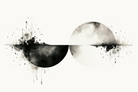 Grunge brush abstract illustration art ink watercolor paint background design stain textured whiteの素材