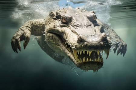 Water animal wild crocodile reptile predator dangerousの素材