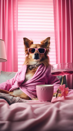 Puppy dog pet canine animal purebred home white cute relax funnyの素材