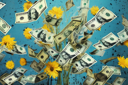 Background paper money invest cash currency dollars exchange banking wealth financial success business financeの素材