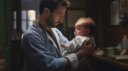 Child health medic medicine cute pediatrician doctor male patient hospitalの素材