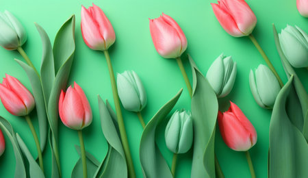 Background bouquet green nature floral tulip pinkの素材