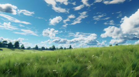 Green summer grass blue natureの素材
