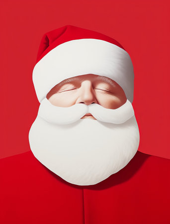 Man claus holiday person xmas winter beard santa portrait hat male red christmasの素材